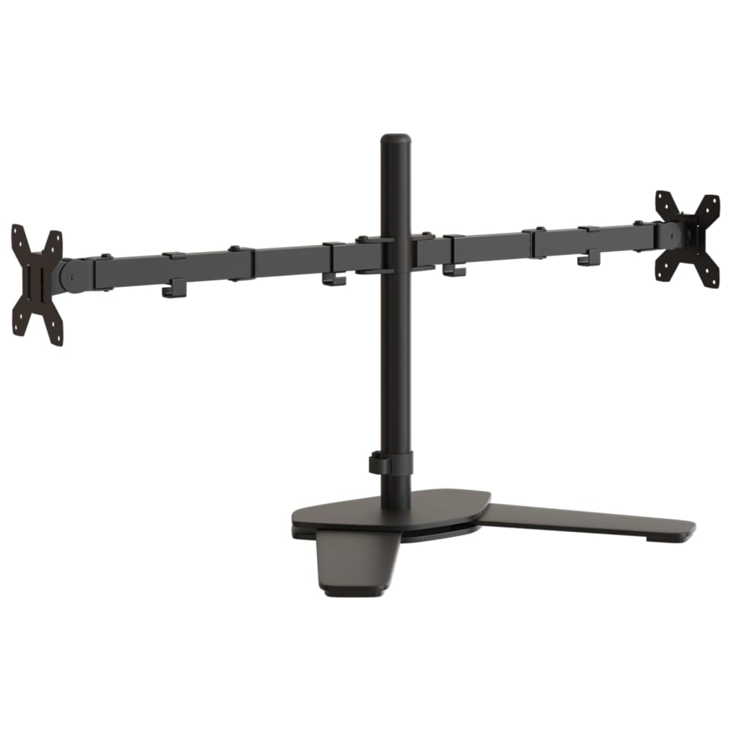 vidaXL Stojak na dwa monitory, czarny, stalowy, VESA 75/100 mm