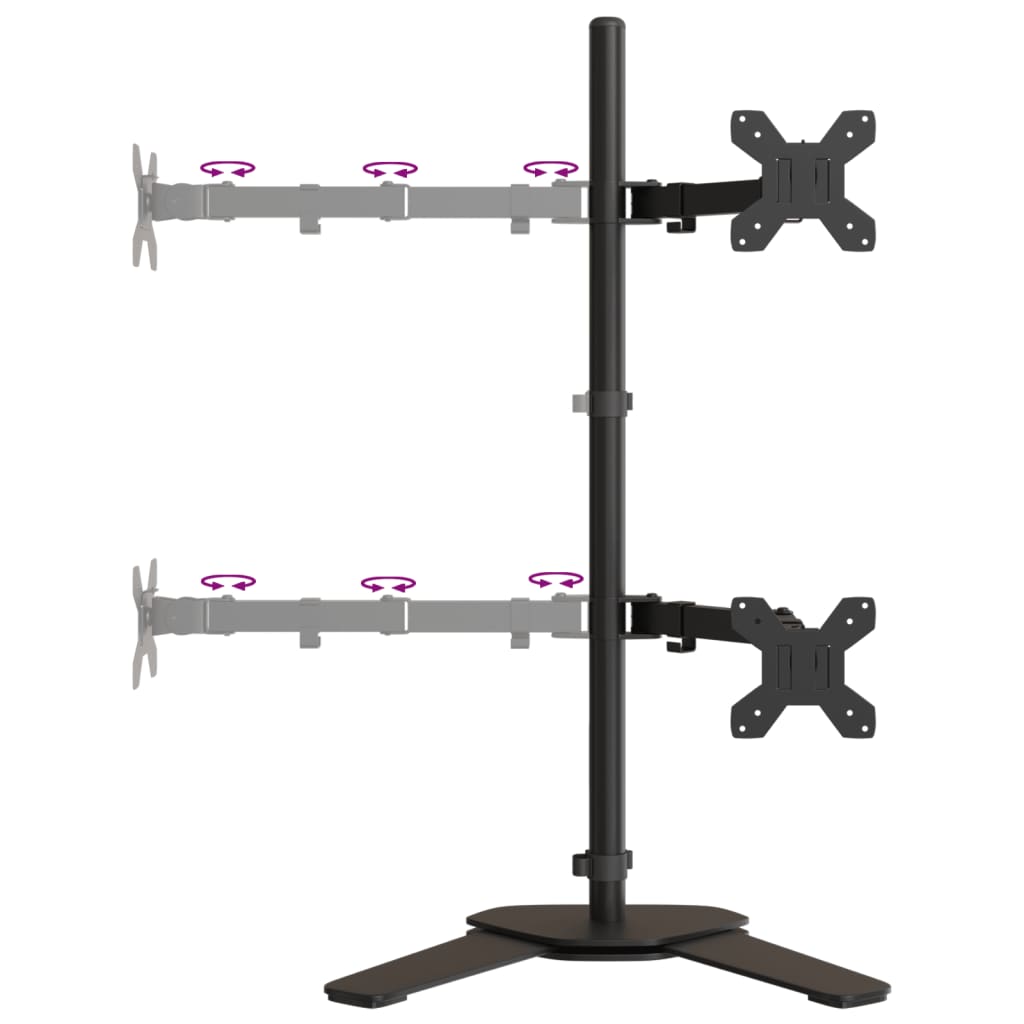 vidaXL Stojak na monitory, czarny, stalowy, VESA 75/100 mm