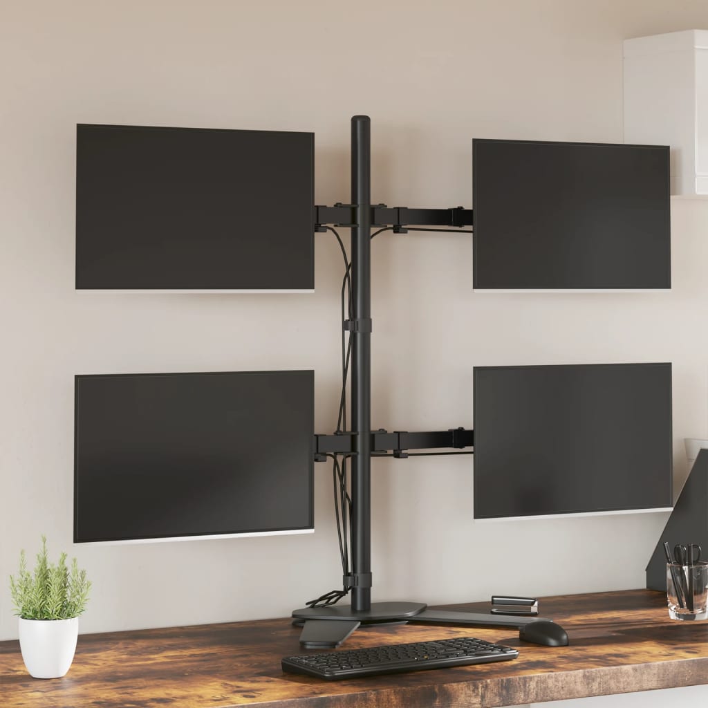 vidaXL Stojak na monitory, czarny, stalowy, VESA 75/100 mm