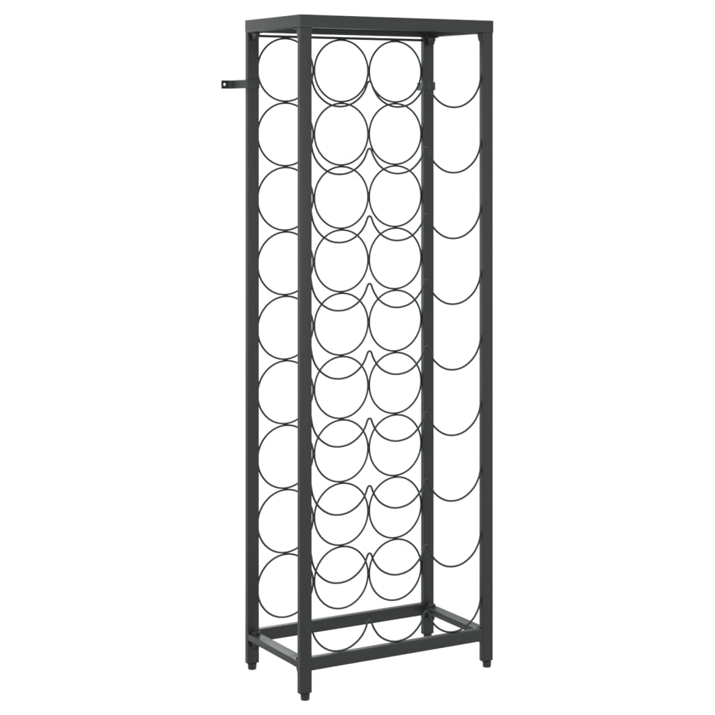 vidaXL Stojak na 27 butelek, czarny, 34x18x100 cm, kute żelazo