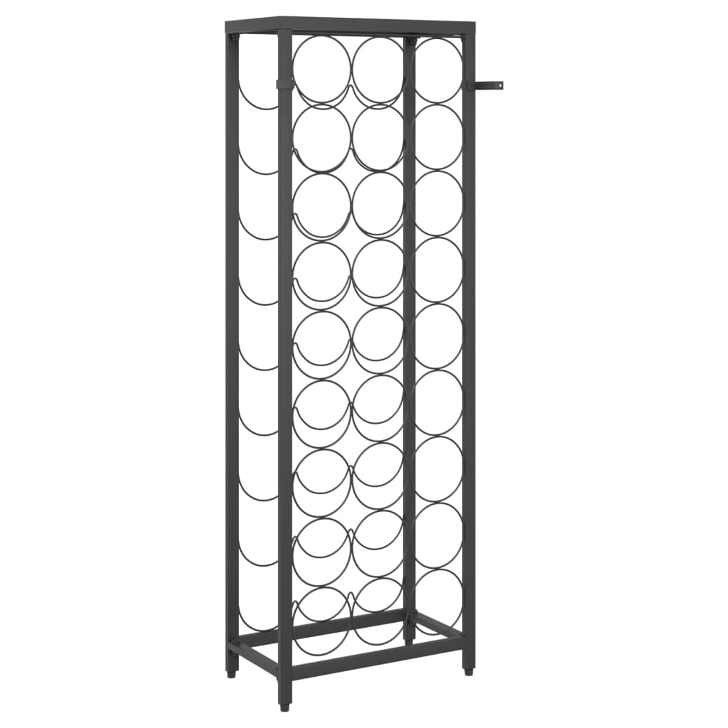 vidaXL Stojak na 27 butelek, czarny, 34x18x100 cm, kute żelazo