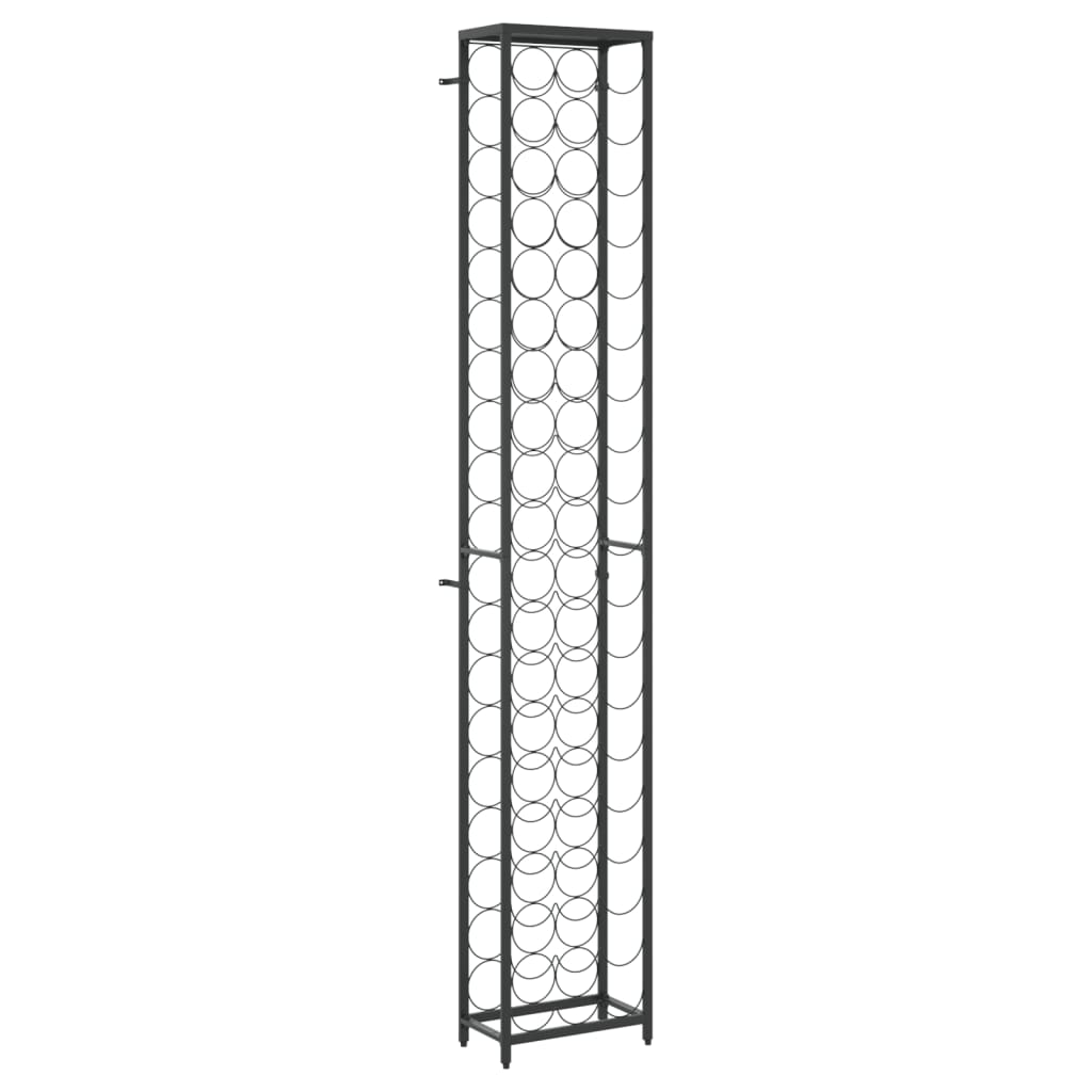 vidaXL Stojak na 57 butelek, czarny, 34x18x200 cm, kute żelazo