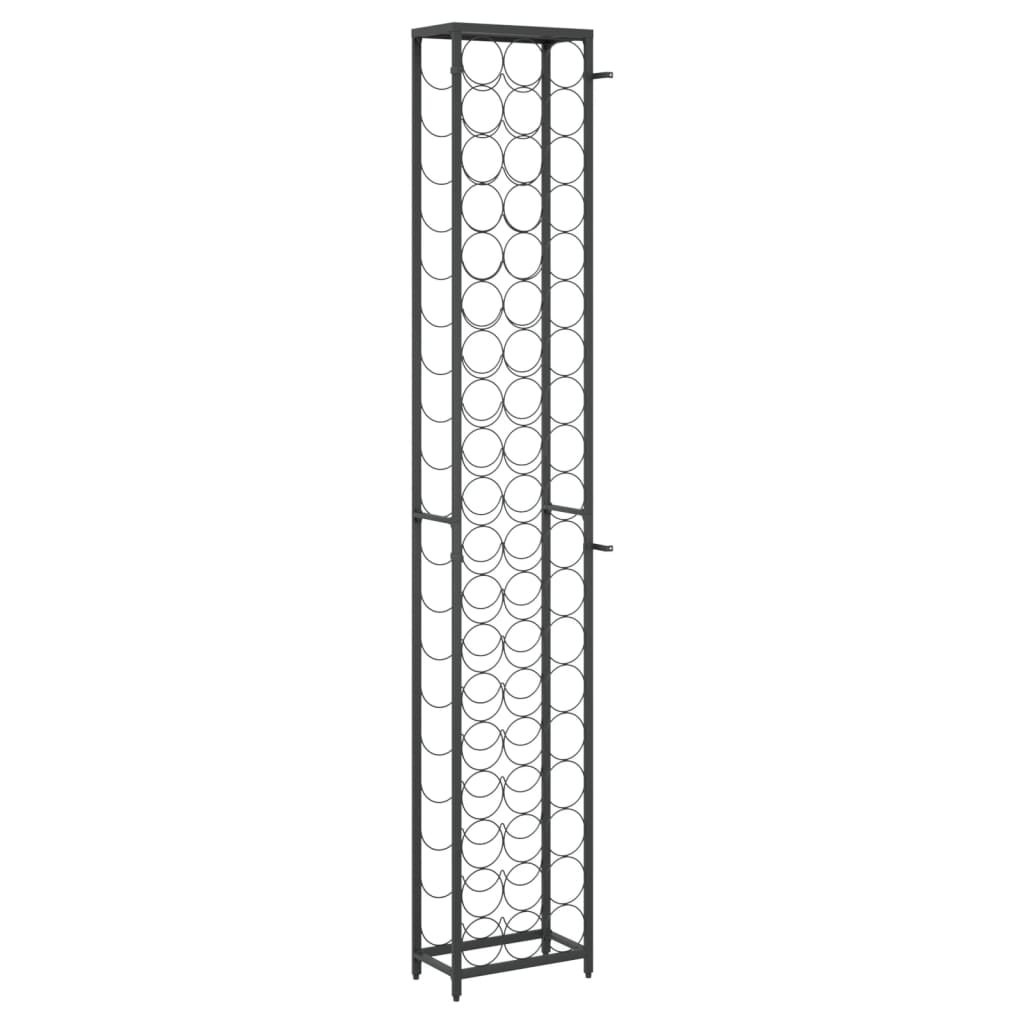 vidaXL Stojak na 57 butelek, czarny, 34x18x200 cm, kute żelazo