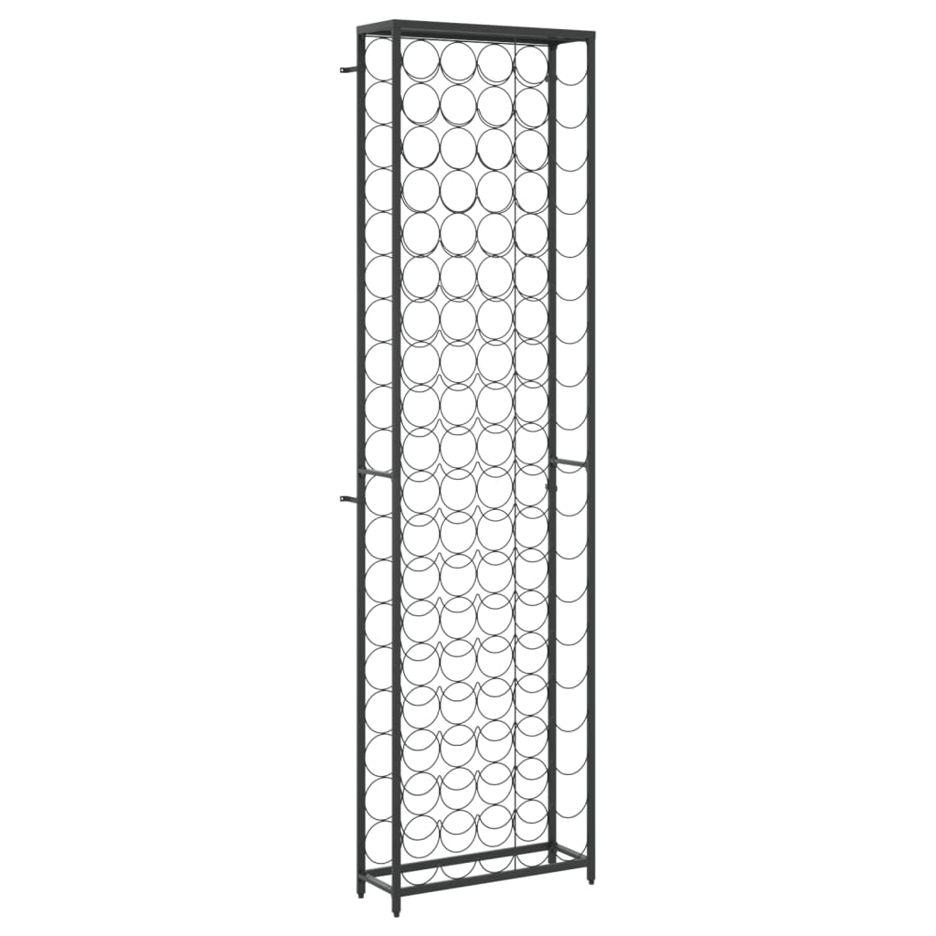 vidaXL Stojak na 95 butelek, czarny, 54x18x200 cm, kute żelazo