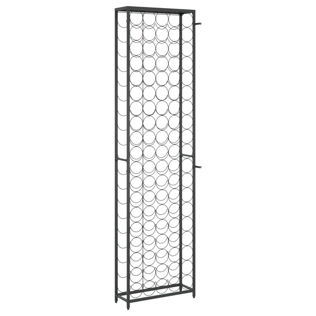 vidaXL Stojak na 95 butelek, czarny, 54x18x200 cm, kute żelazo