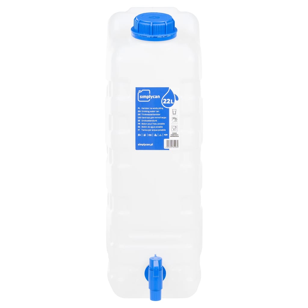 vidaXL Zbiornik na wodę, z kranikiem, przezroczysty, 20 L, plastikowy
