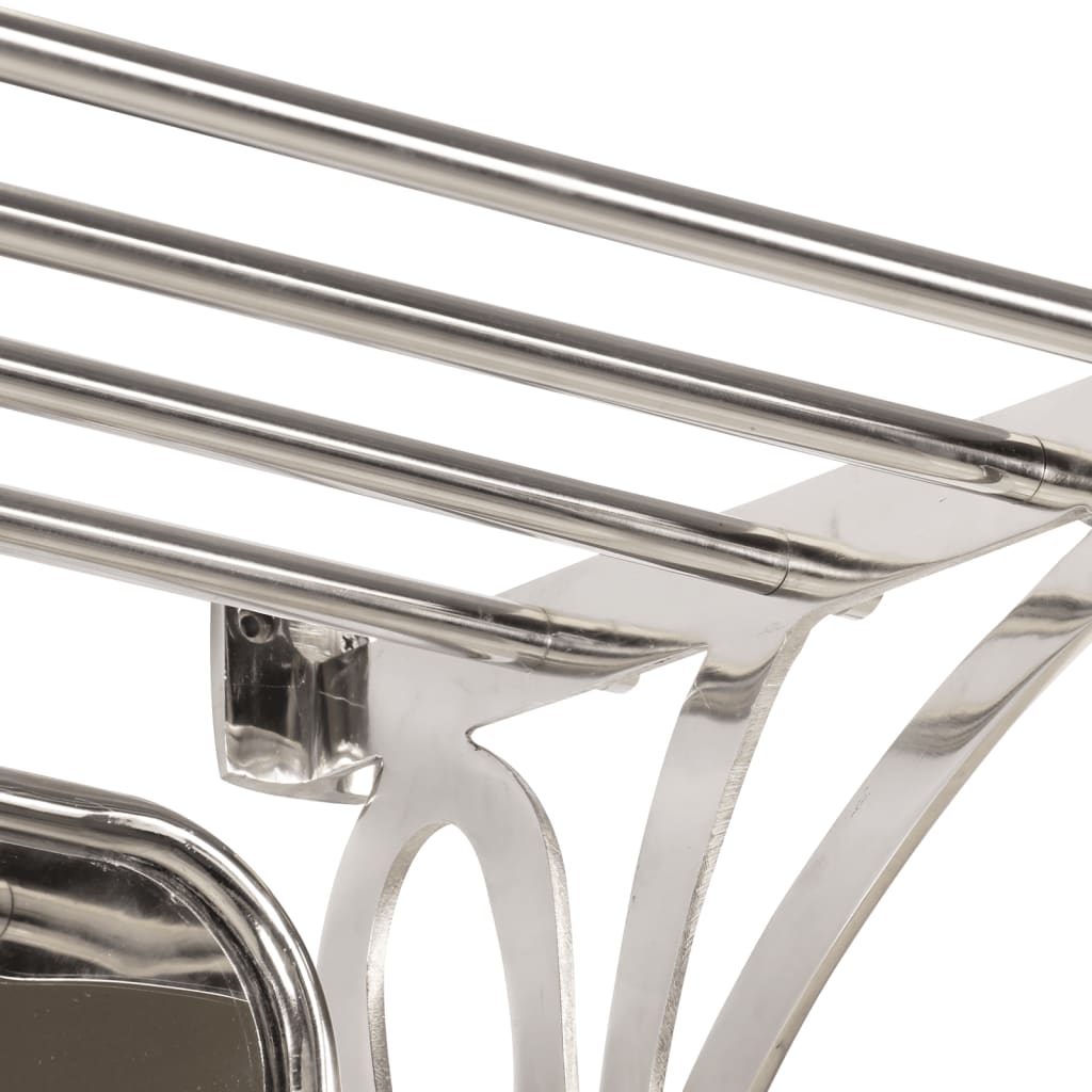 vidaXL Półka na bagaże z wieszakami i lustrem, ścienna, aluminium