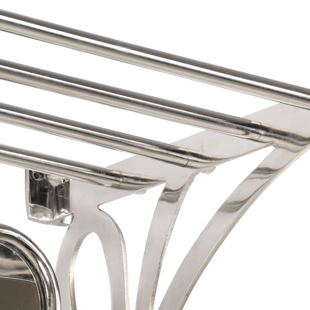 vidaXL Półka na bagaże z wieszakami i lustrem, ścienna, aluminium