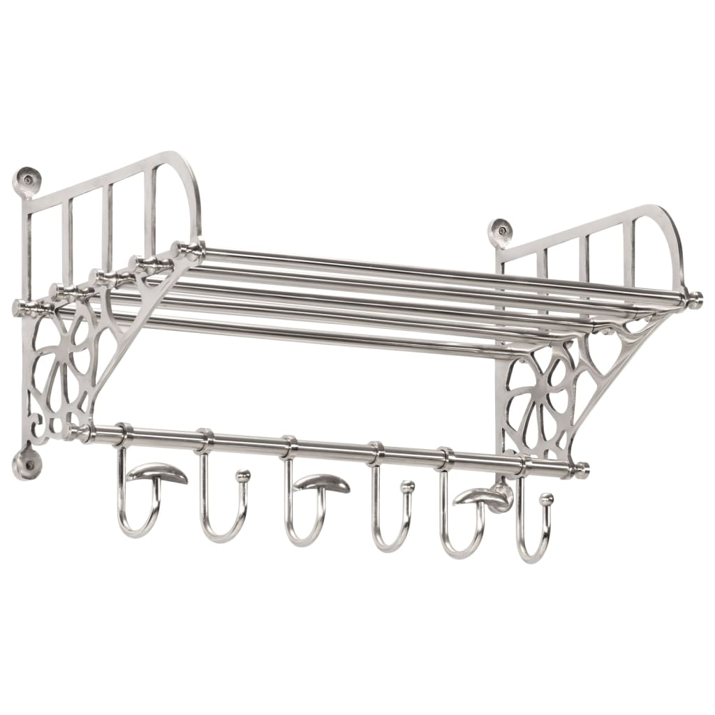 vidaXL Półka na bagaże z wieszakami, ścienna, aluminium