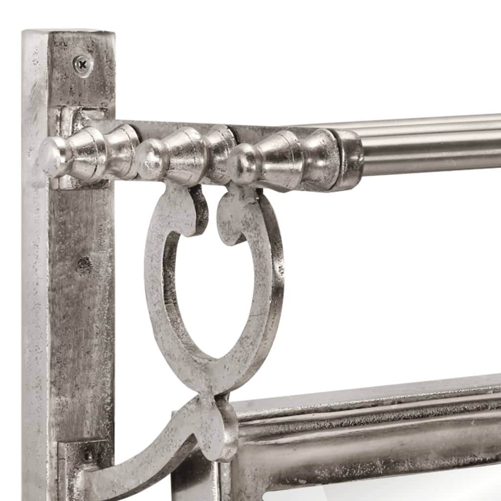 vidaXL Półka na bagaże z wieszakami, ścienna, aluminium