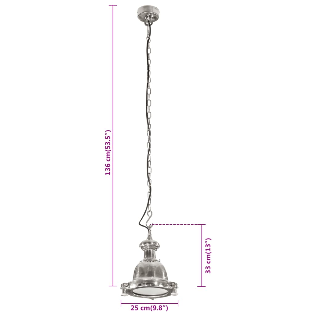 vidaXL Lampa wisząca, 25x25x136 cm, aluminium