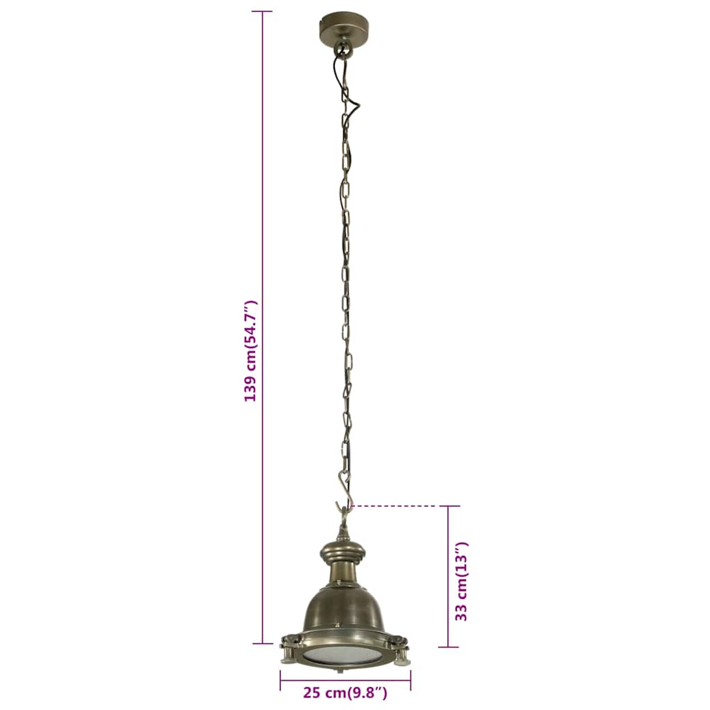 vidaXL Lampa wisząca, 25x25x139 cm, aluminium