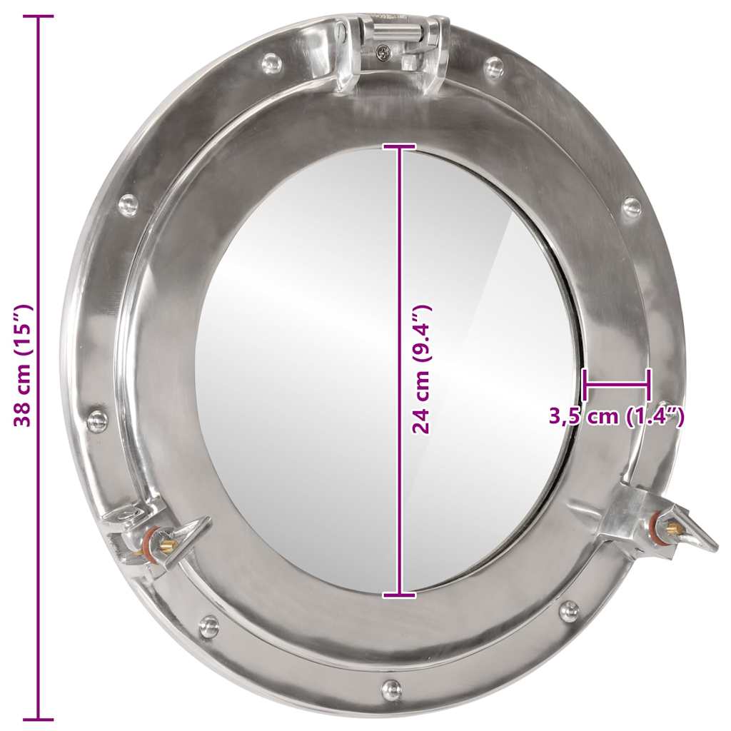 vidaXL Lustro wiszące w kształcie bulaja, Ø38 cm, aluminium i szkło