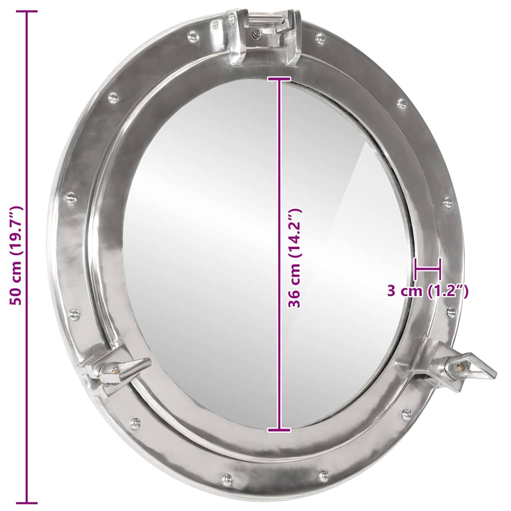 vidaXL Lustro wiszące w kształcie bulaja, Ø50 cm, aluminium i szkło