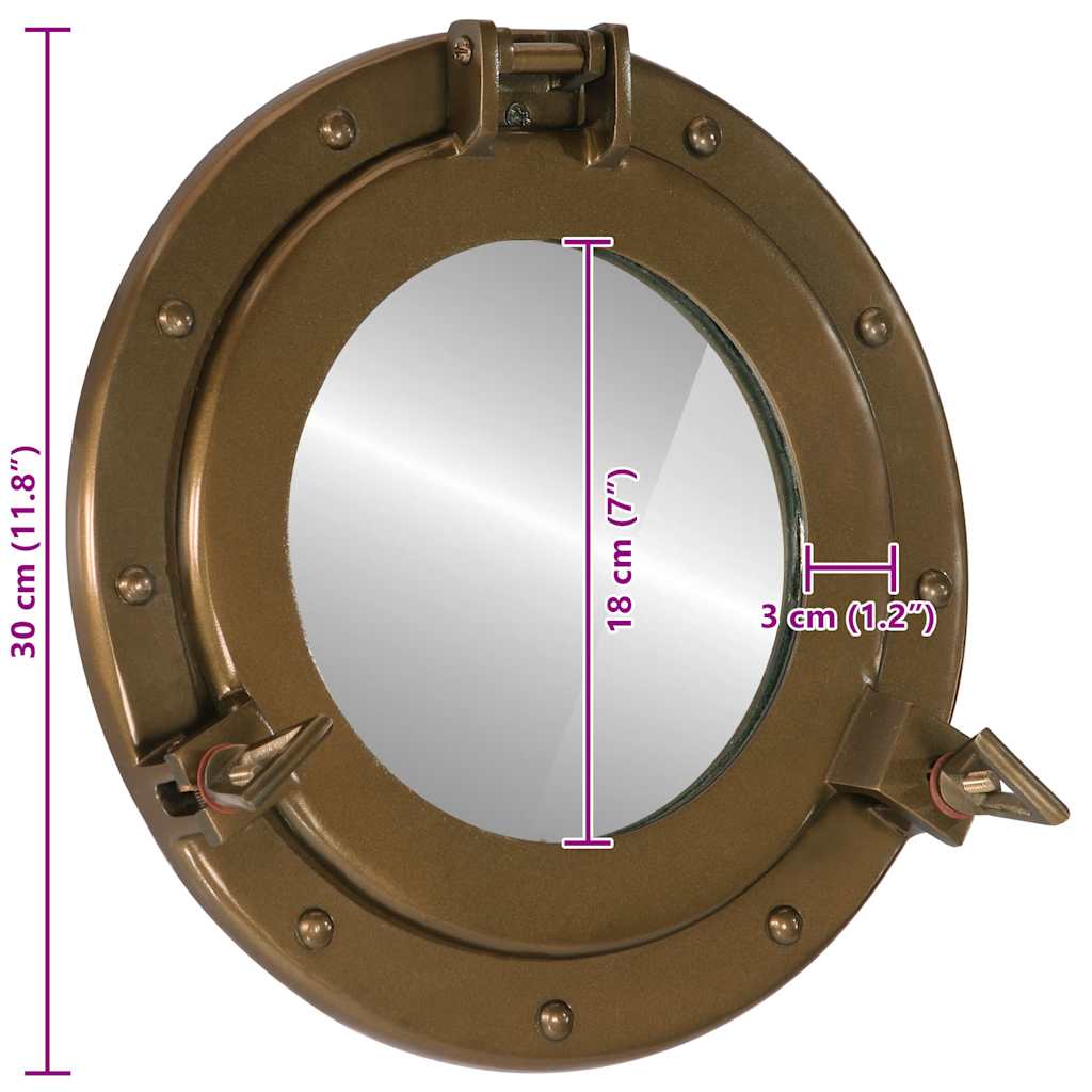 vidaXL Lustro wiszące w kształcie bulaja, Ø30 cm, aluminium i szkło
