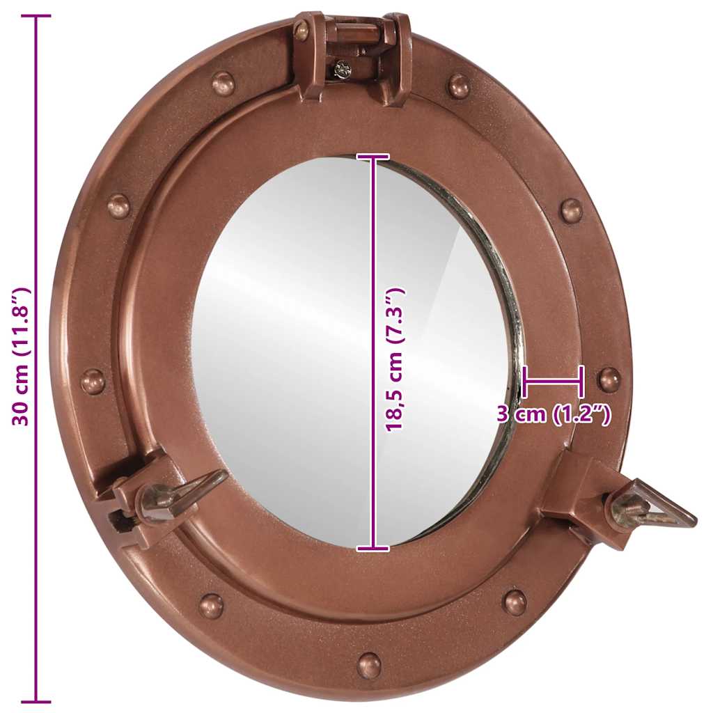 vidaXL Lustro wiszące w kształcie bulaja, Ø30 cm, aluminium i szkło