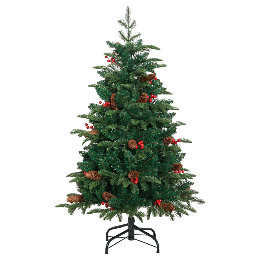 vidaXL Sztuczna choinka zawiasowa z szyszkami i jagodami, 120 cm