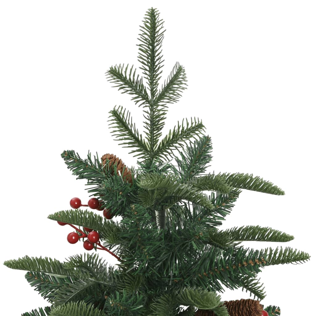 vidaXL Sztuczna choinka zawiasowa z szyszkami i jagodami, 120 cm