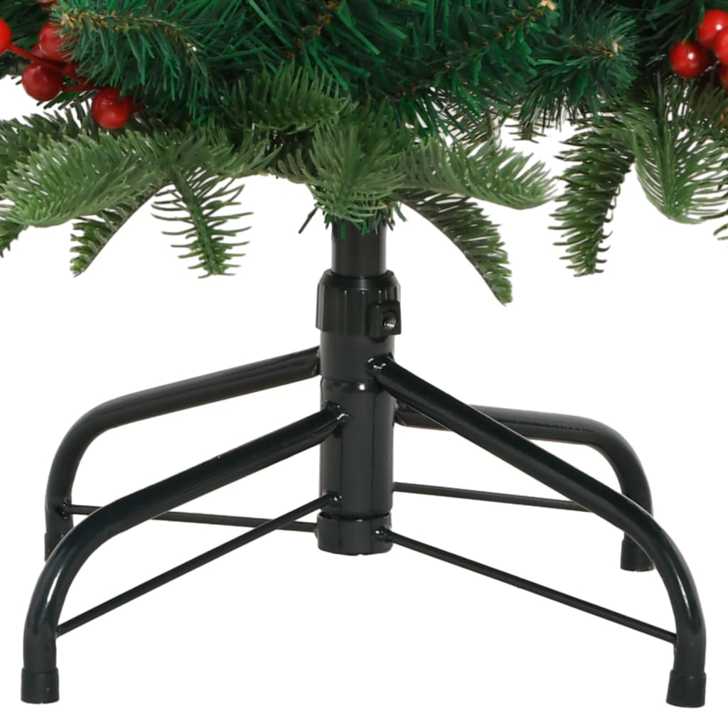 vidaXL Sztuczna choinka zawiasowa z szyszkami i jagodami, 120 cm