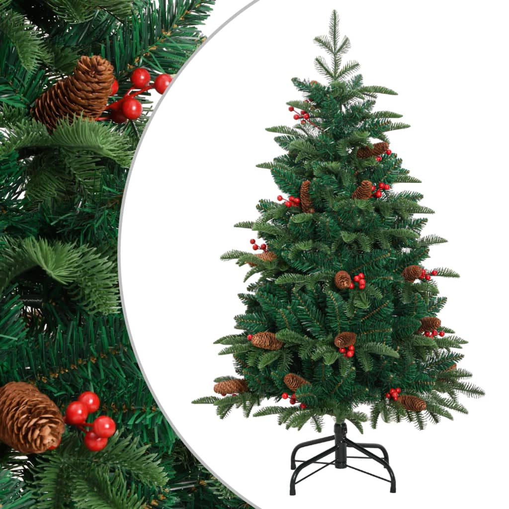 vidaXL Sztuczna choinka zawiasowa z szyszkami i jagodami, 150 cm