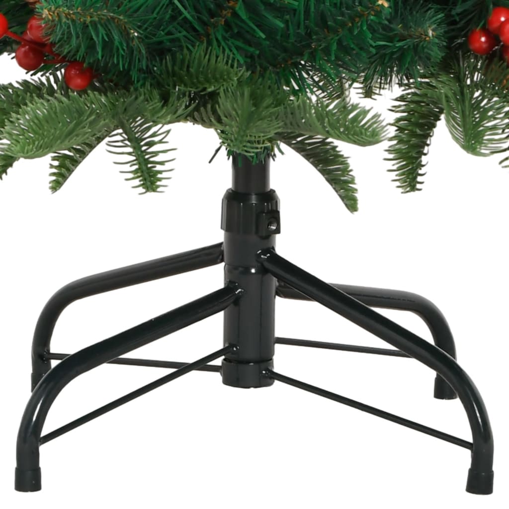 vidaXL Sztuczna choinka zawiasowa z szyszkami i jagodami, 150 cm
