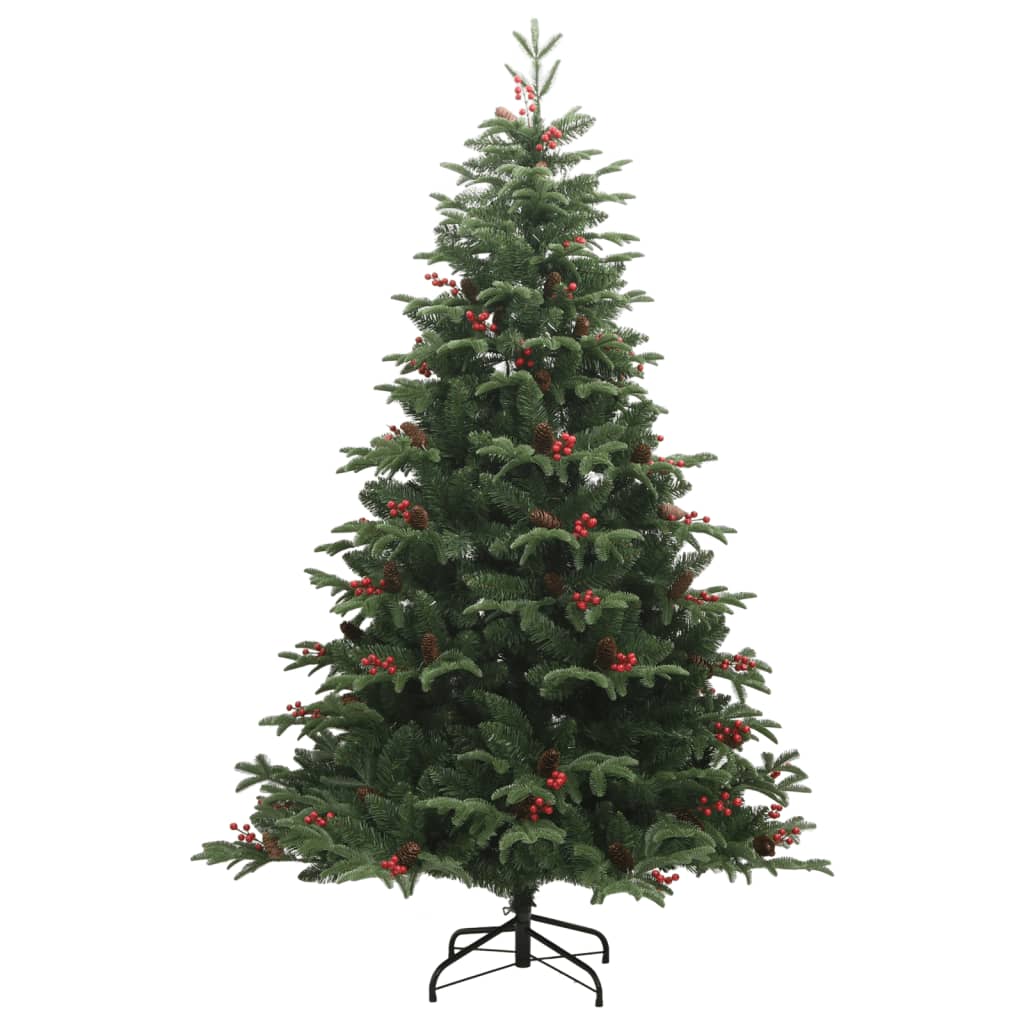 vidaXL Sztuczna choinka na zawiasach, z szyszkami i jagodami, 240 cm