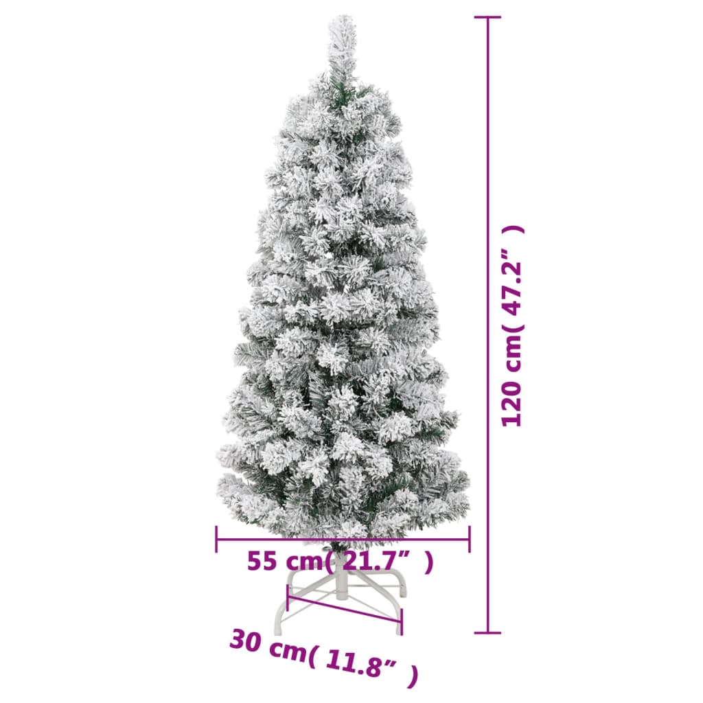 vidaXL Sztuczna choinka zawiasowa, ośnieżona, 120 cm