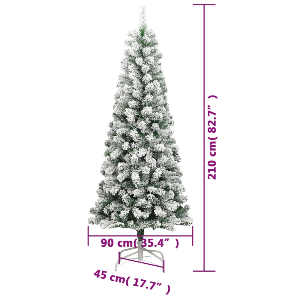 vidaXL Sztuczna choinka zawiasowa, ośnieżona, 210 cm