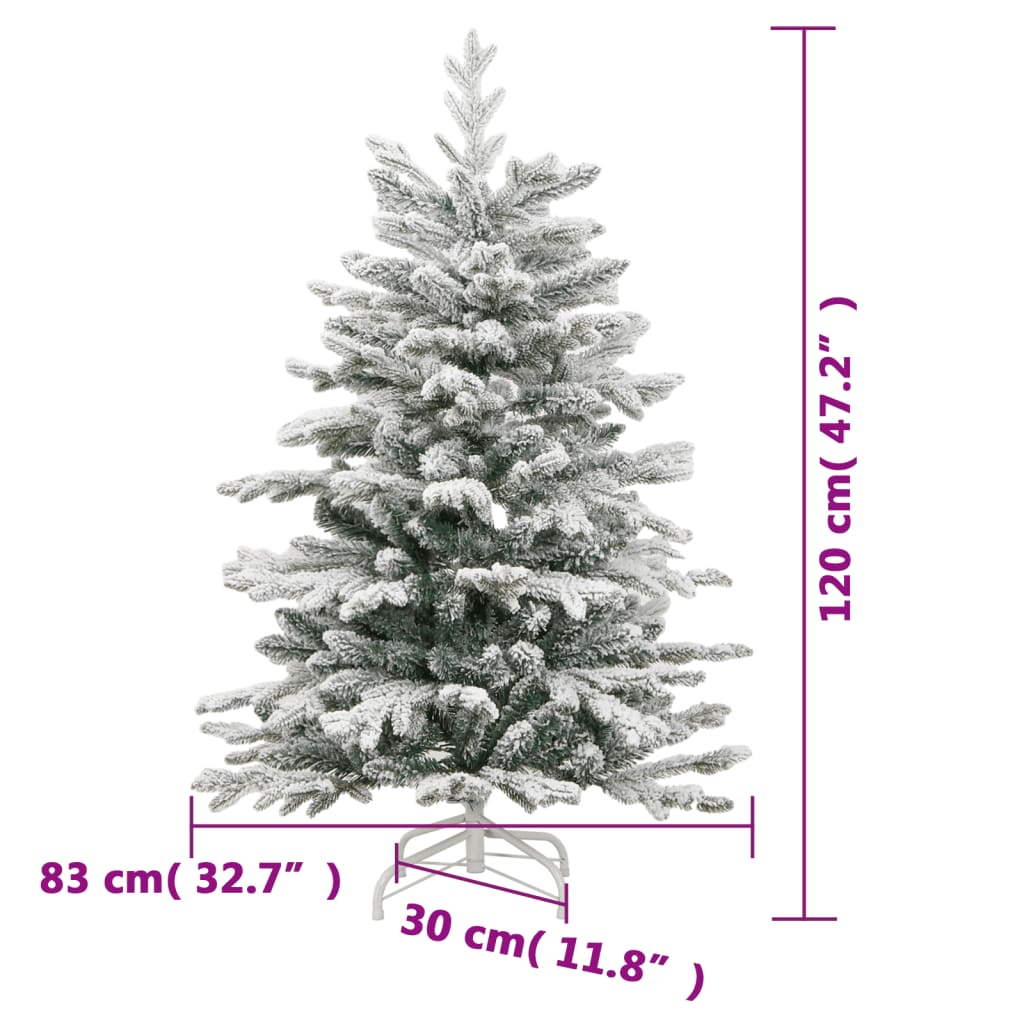 vidaXL Sztuczna choinka zawiasowa, ośnieżona, 120 cm