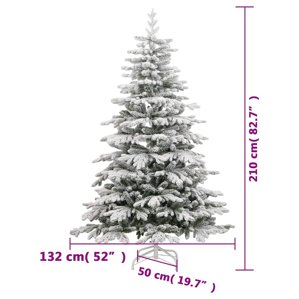 vidaXL Sztuczna choinka zawiasowa, ośnieżona, 210 cm