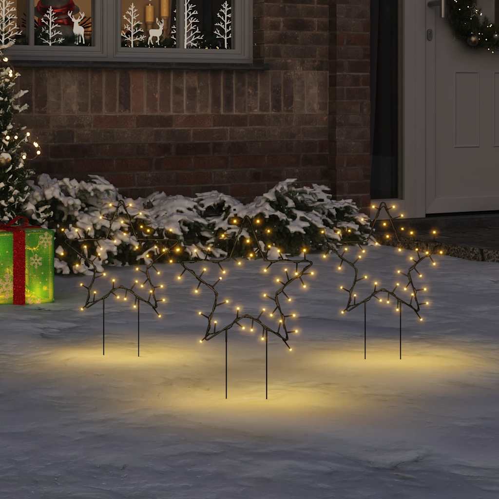 vidaXL Świąteczne gwiazdy na szpikulcach, 3 szt., 50 LED, 29 cm