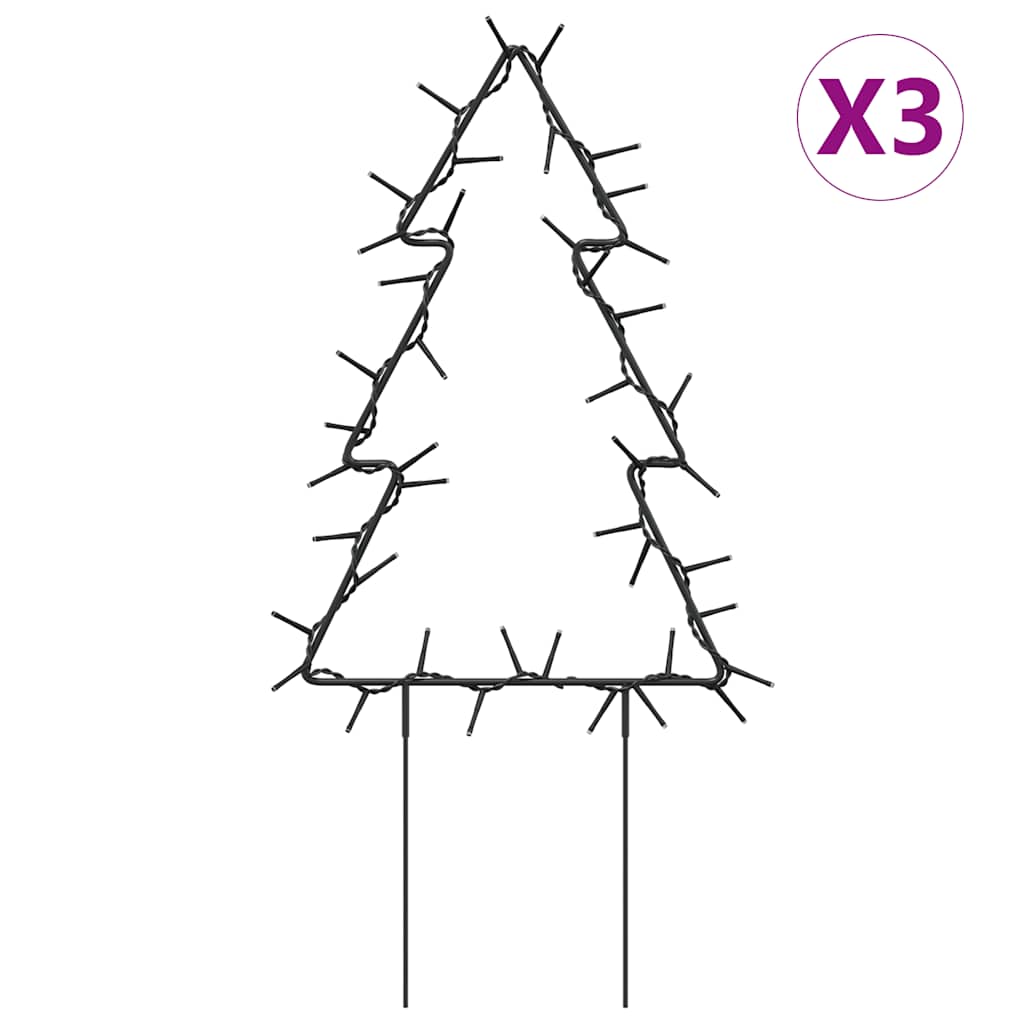 vidaXL Świąteczne choinki na szpikulcach, 3 szt., 50 LED, 30 cm