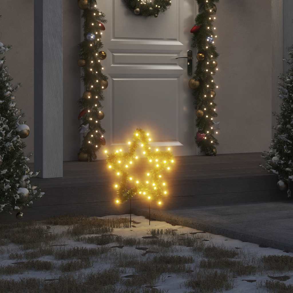 vidaXL Świąteczne gwiazdy na szpikulcach, 3 szt., 50 LED, 29 cm
