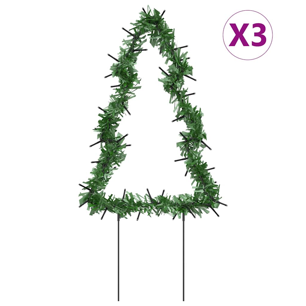vidaXL Świąteczne choinki na szpikulcach, 3 szt., 50 LED, 30 cm