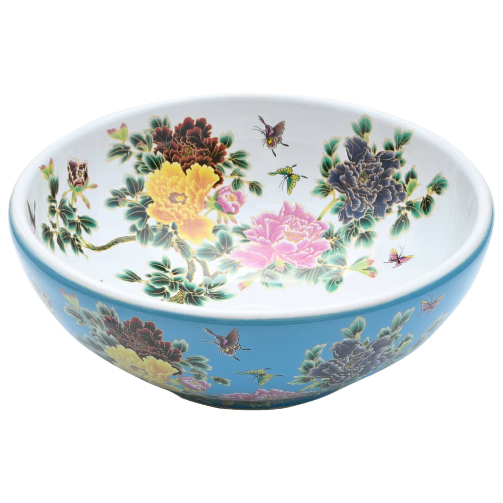 vidaXL Umywalka nablatowa, kolorowa, okrągła, Φ41x14 cm, ceramiczna