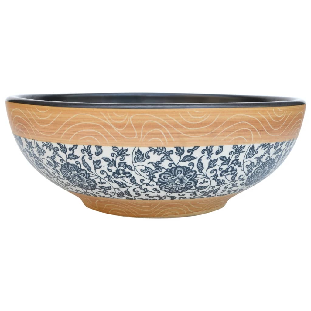 vidaXL Umywalka nablatowa, kolorowa, okrągła, Φ41x14 cm, ceramiczna