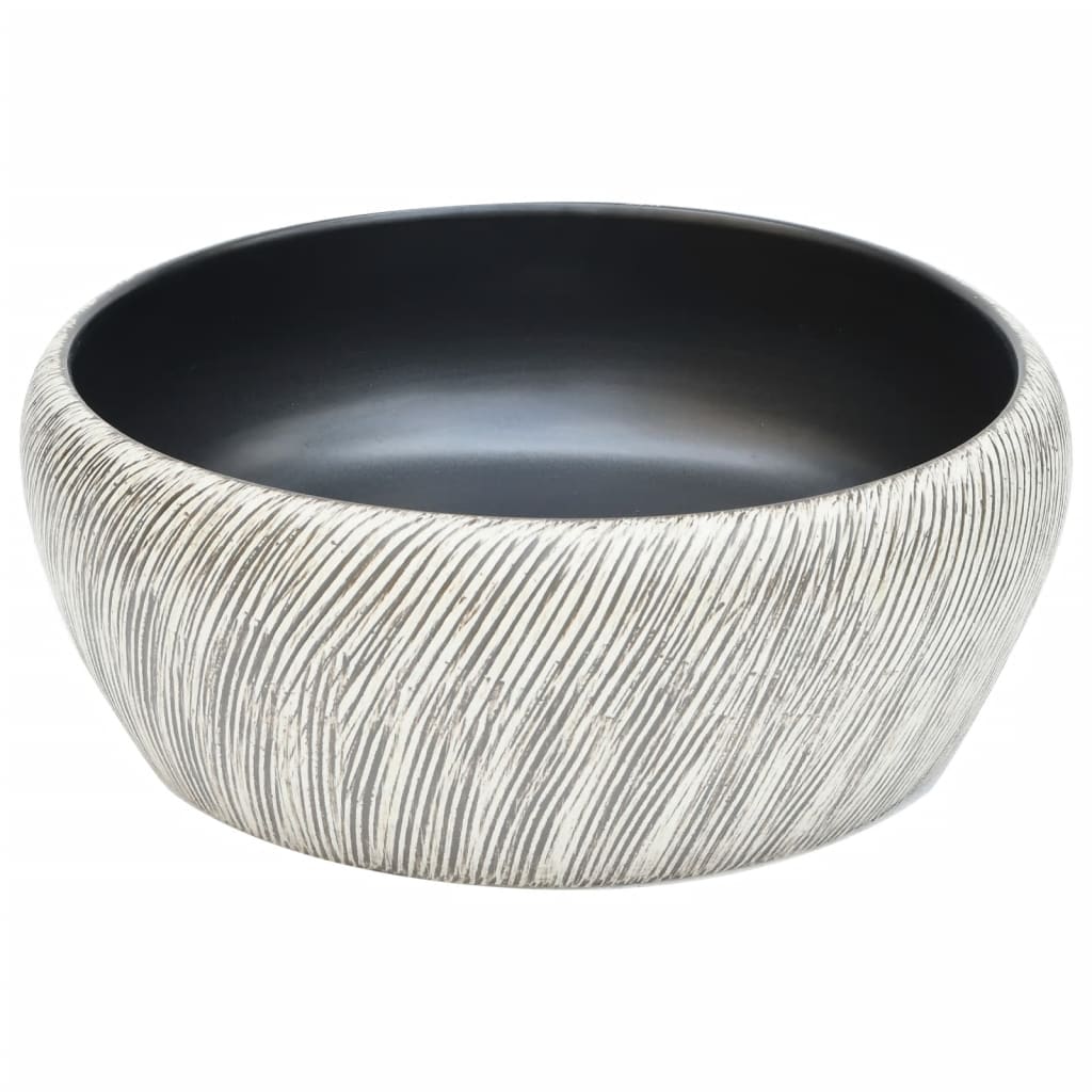 vidaXL Umywalka nablatowa, czarno-szara, okrągła, Φ41x14 cm