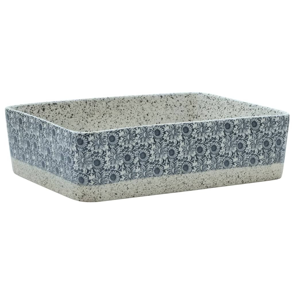 vidaXL Umywalka nablatowa, szaro-niebieska, prostokątna, 46x35,5x13 cm