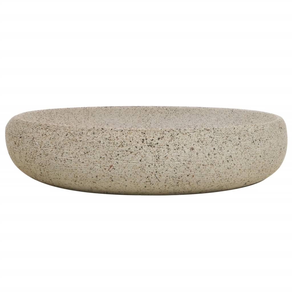 vidaXL Umywalka nablatowa, piaskowa, owalna, 59x40x15 cm, ceramiczna