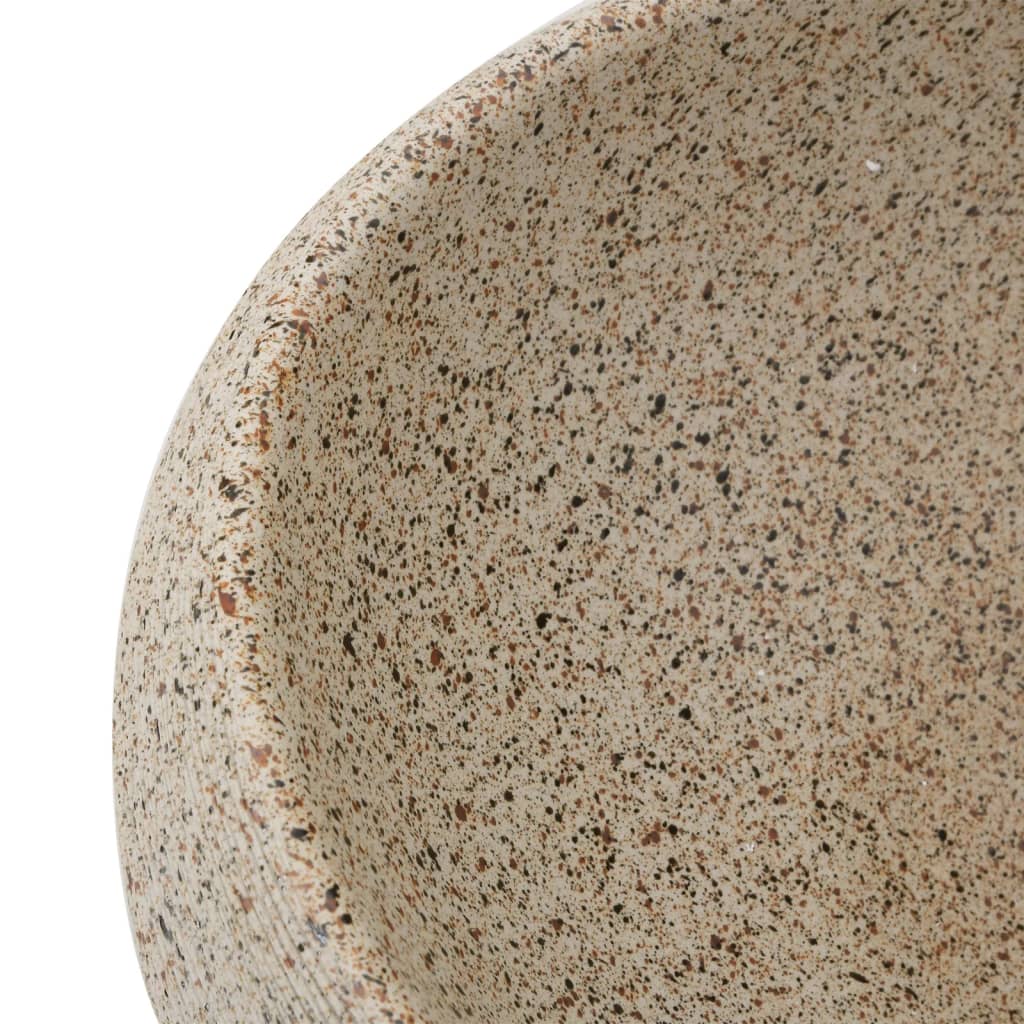 vidaXL Umywalka nablatowa, piaskowa, owalna, 59x40x15 cm, ceramiczna