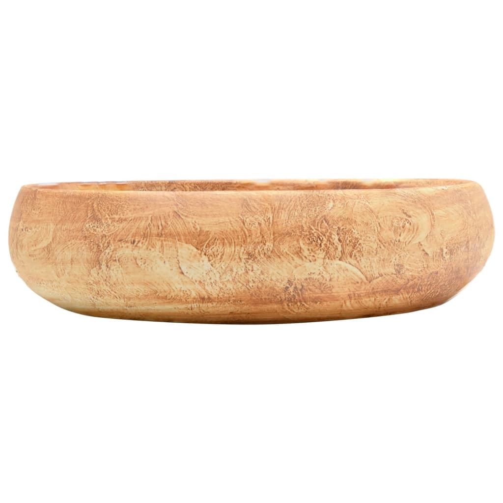 vidaXL Umywalka nablatowa, brązowa, owalna, 59x40x15 cm, ceramiczna