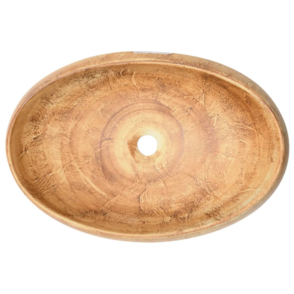 vidaXL Umywalka nablatowa, brązowa, owalna, 59x40x15 cm, ceramiczna