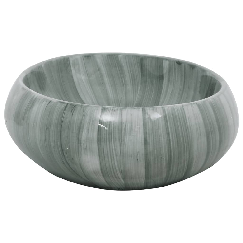 vidaXL Umywalka nablatowa, zielona, owalna, 59x40x15 cm, ceramiczna