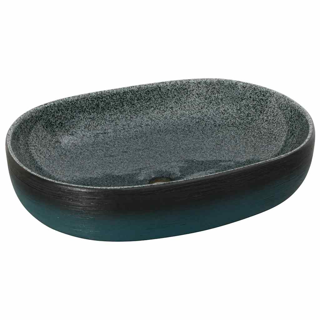 vidaXL Umywalka nablatowa, turkusowa, owalna, 59x40x14 cm, ceramiczna