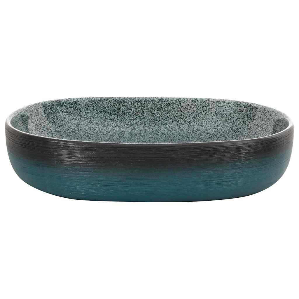 vidaXL Umywalka nablatowa, turkusowa, owalna, 59x40x14 cm, ceramiczna
