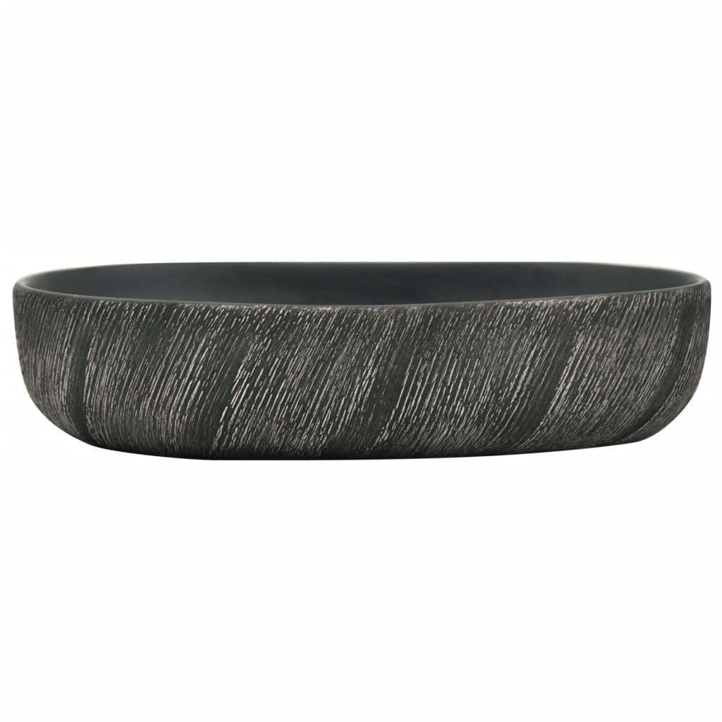 vidaXL Umywalka nablatowa, czarna, owalna, 59x40x14 cm, ceramiczna