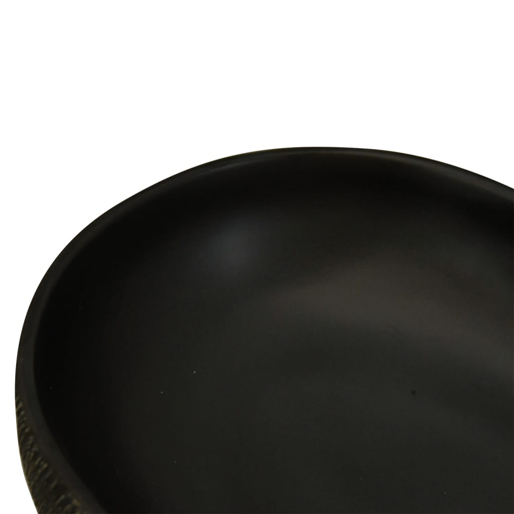 vidaXL Umywalka nablatowa, czarna, owalna, 59x40x14 cm, ceramiczna