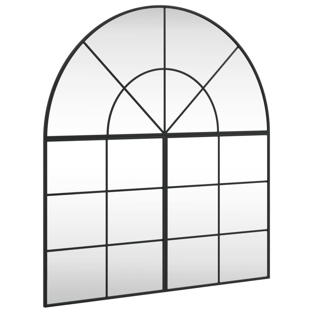 vidaXL Lustro ścienne, czarne, 100x110 cm, zakończone łukiem, żelazo