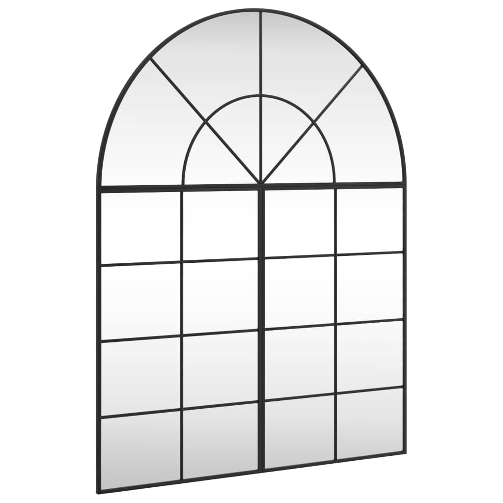 vidaXL Lustro ścienne, czarne, 100x130 cm, zakończone łukiem, żelazo