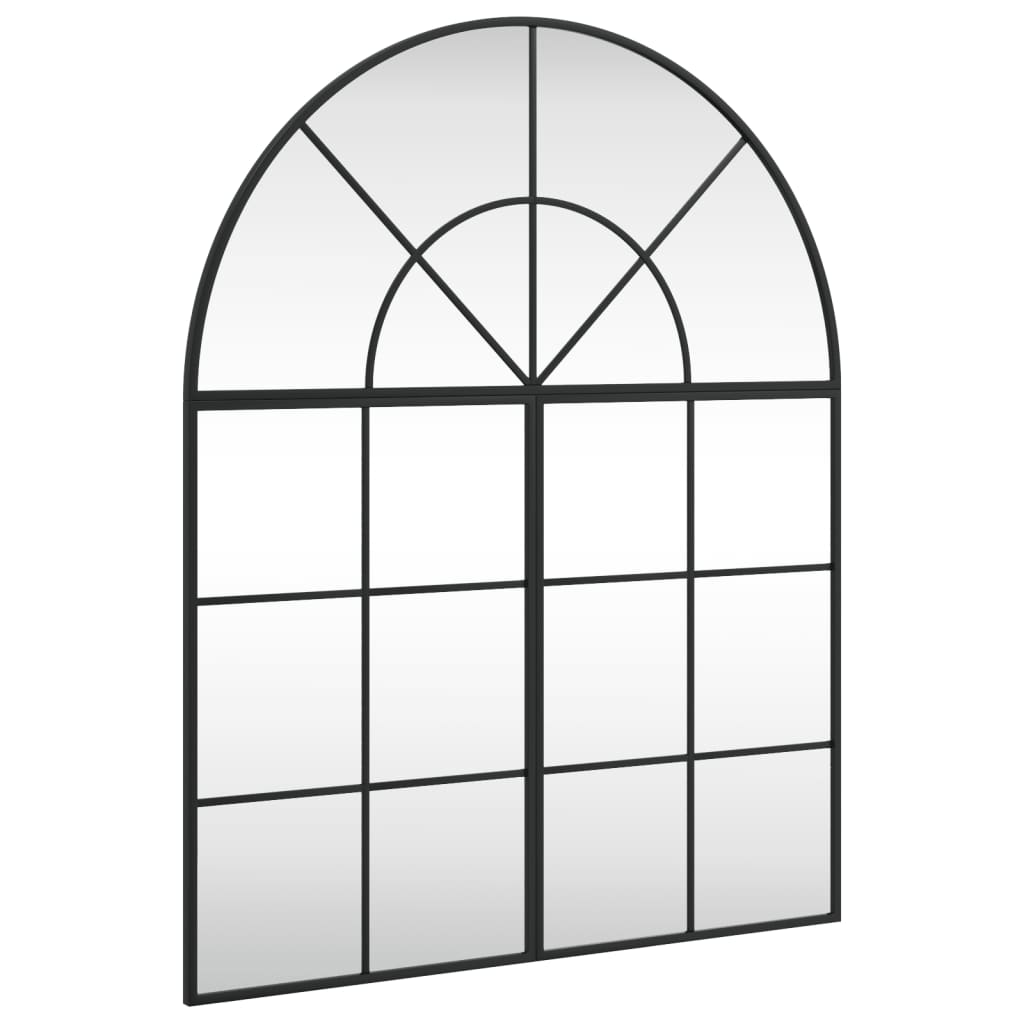 vidaXL Lustro ścienne, czarne, 80x100 cm, zakończone łukiem, żelazo